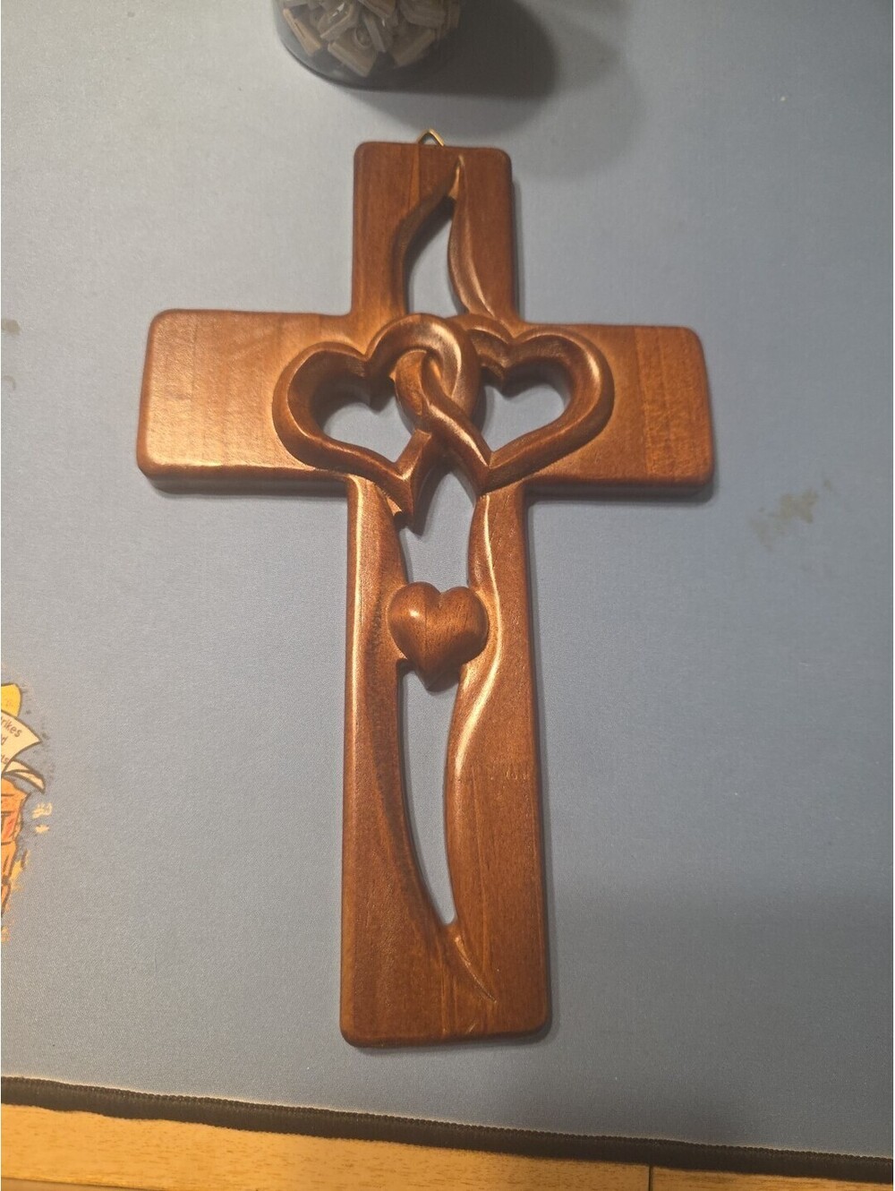 Marriage Cross for Wall Love Wall Decor, Handmade Wooden Intertwined Heart Wall